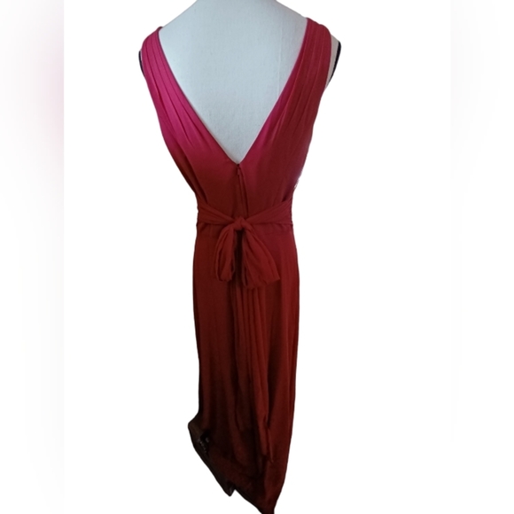 Long Tank Red Chiffon 8 Formal Holiday Dress - Picture 3 of 11